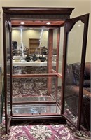 Lighted Curio Cabinet w/ 4 Glass Shelves Mirror