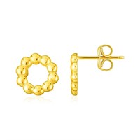 14k Gold Beaded Circle Earrings