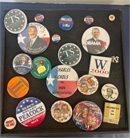 Political Button Pins in Frame