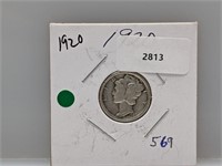 1920 90% Silv Mercury Dime