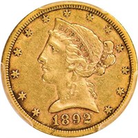 $5 1892-CC PCGS XF45