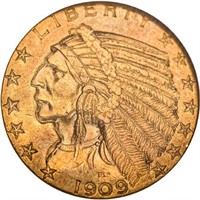 $5 1909-O NGC AU58