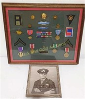 Framed WWII Medals & Patches