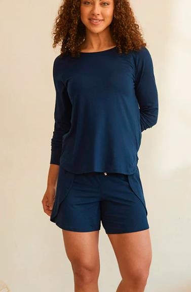 NEW $50 (M) Long-sleeved Velvety Blue Pajama Top