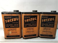 Vintage lot of 3 Tripoli crank case oil cans full