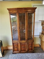 Lighted Wooden China Hutch