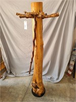 Wooden coat rack and cane