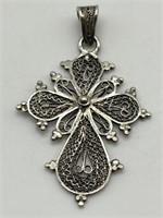 Sterling Silver Filigree Cross Pendant