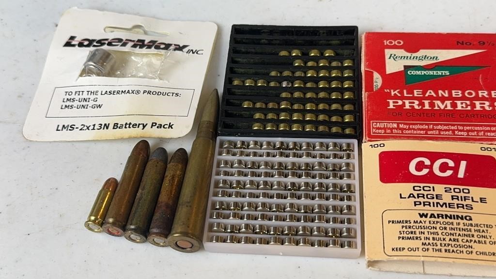 100 CCI 57 Remington Primers + Asst Ammo & Laser