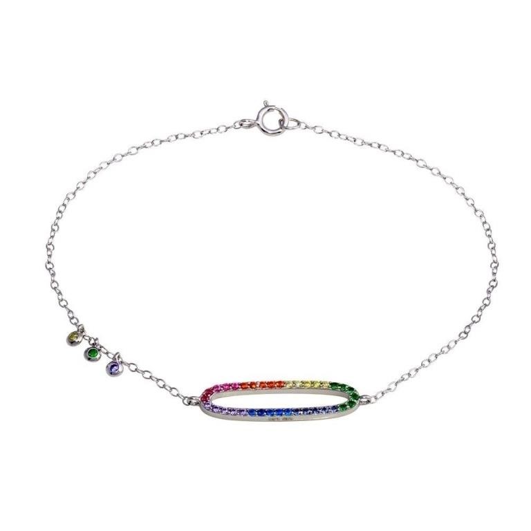 Sterling Silver Multi Color Crystal Bracelet