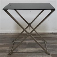Chrome side table w/glass top