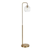 FL0294 Harrison Brass Arc Floor Lamp with Clear Gl