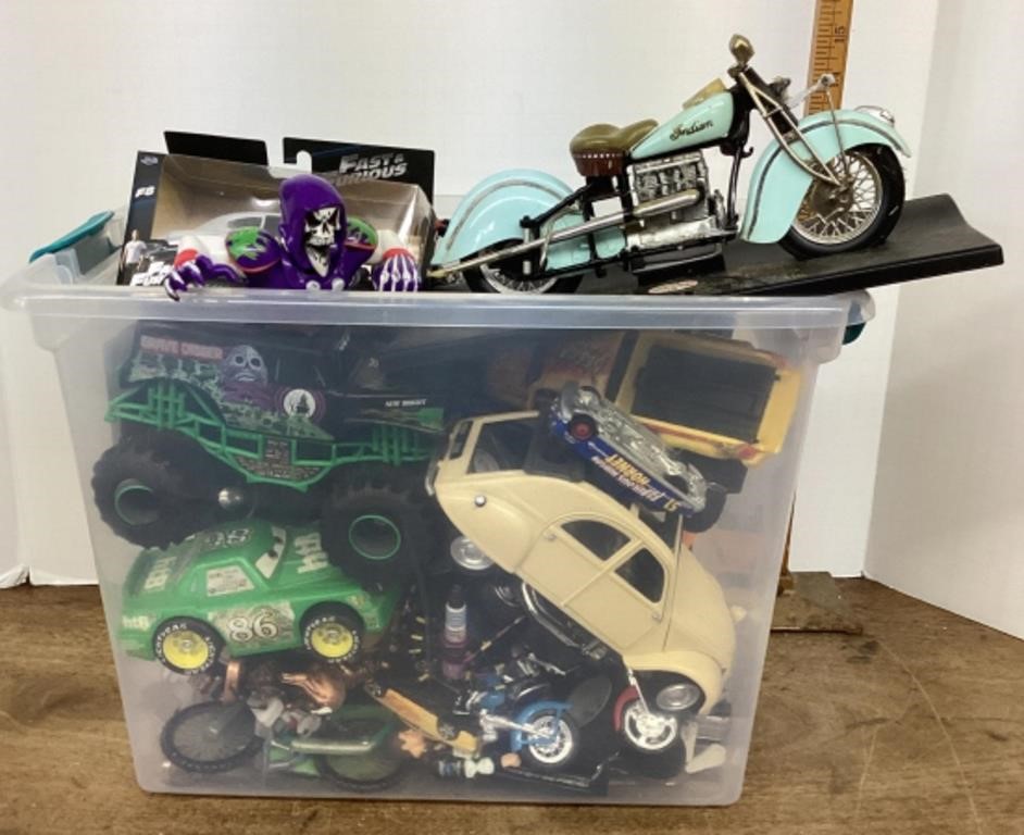 Tote of diecast vehicles