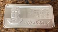 1000 grains sterling silver bar US Grant