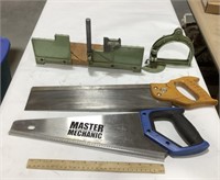 2 saws w/ miter box & mount miter box