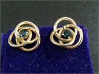 Pair of 14kt gold and tanzanite ladies earrings wi