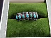 Sterling silver and turquoise old pawn ring size 7