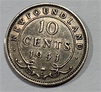 1941C   Newfoundland Silver Ten Cents Coin