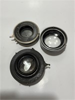 3 old camera lenses & 2 with shutters