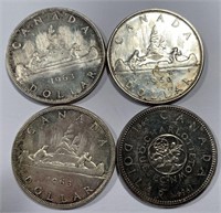 4 Silver Canadian One Dollar Coins