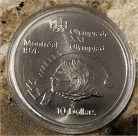 1976 Montreal Olympiade Silver $10 Coin