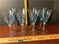 8 Vintage Fostoria Sceptre Blue Stemmed Wine