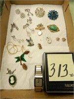 Sayco Watch, Assortment of Rhinestone Jewelry