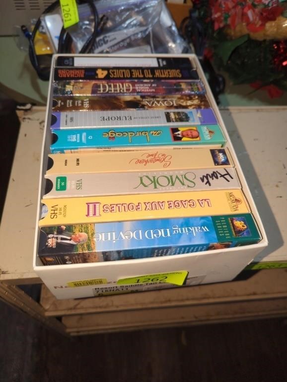 Small box of VHS tapes