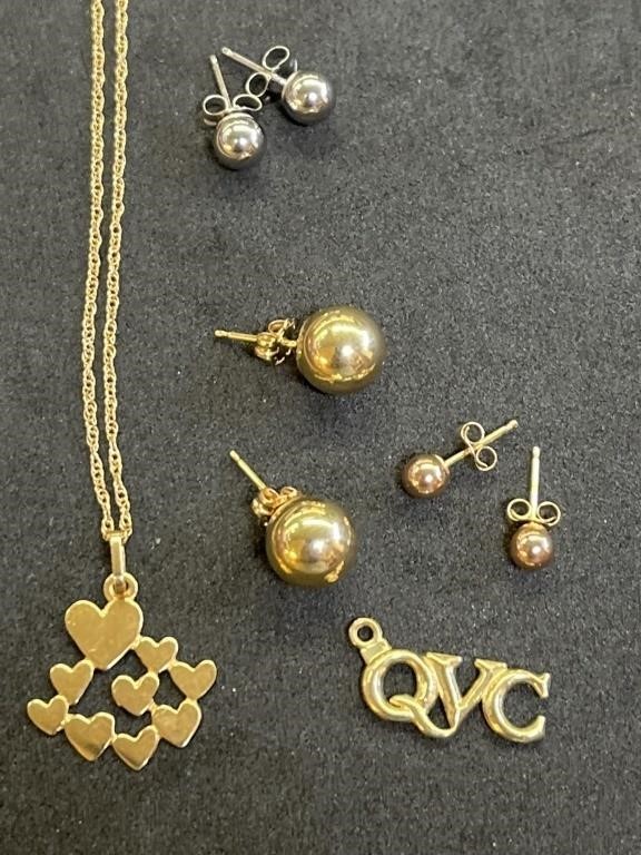 14K Gold Earrings & Necklace 3.1 Grams