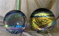(2) Kurt Mcvay Art Glass Plates