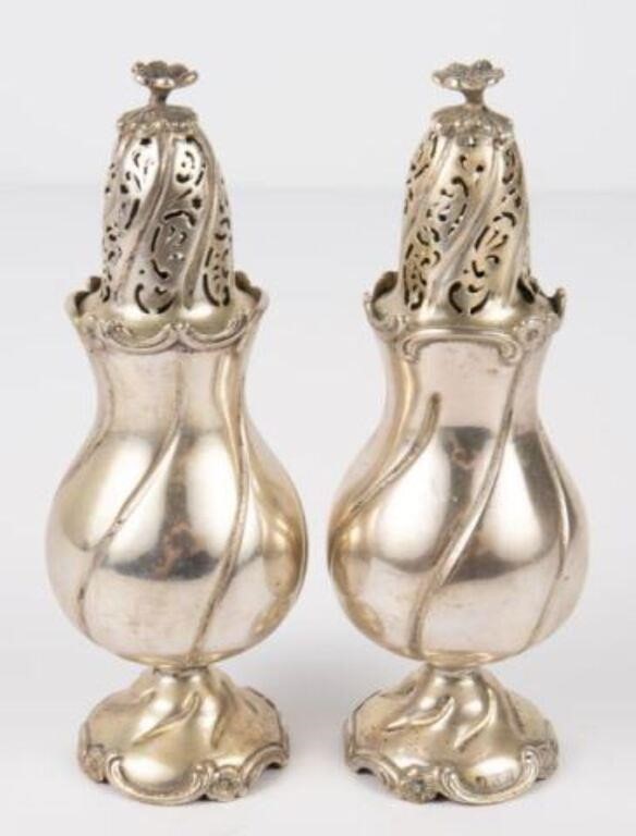 Pair of English Sterling Silver Spice Towers.