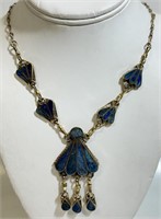 BEAUTIFUL UNMARKED STERLING & LAPIS NECKLACE