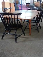 Table and 4 Black dining chairs Measures 17" x