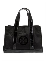 Tory Burch Blk Nylon Gold-tone Hdw Open Top Tote