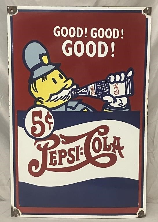 Porcelain Pepsi-Cola 5 cent sign.