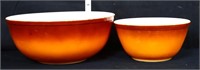 Lot of 2 vintage brown gradient Pyrex mixing bowls