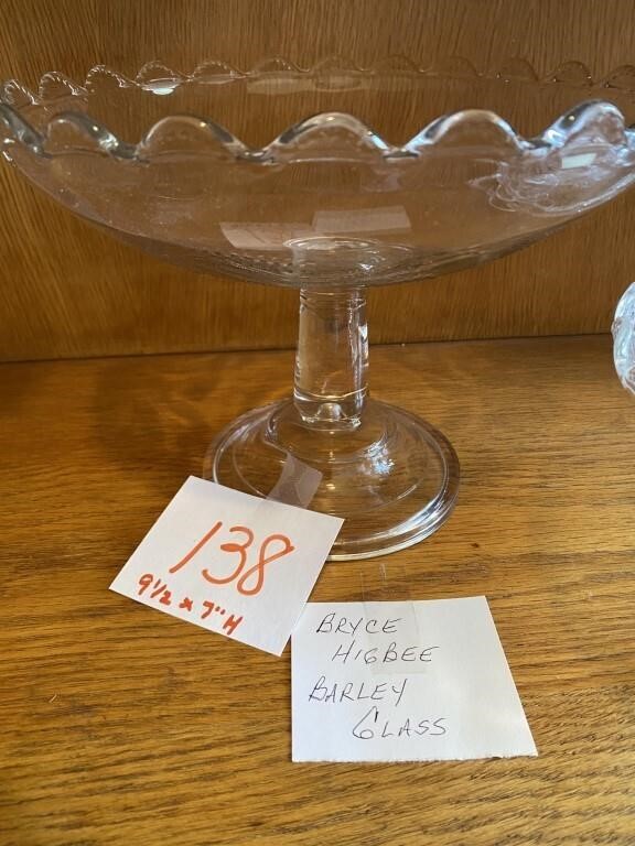 BRYCE HIGBEE BARLEY GLASS PEDESTAL BOWL