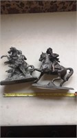 2 bronze statues. Condition issues around.