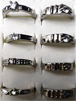 8 Silver Rings With Zirconia Diamonds