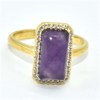 Gold plated Sil Amethyst Cz(3.6ct) Ring