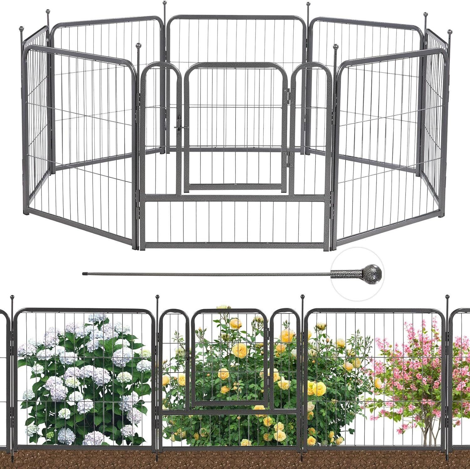 Decorative Garden Fence  8 Panels with Gate