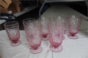 Pink Tumblers (7), Coffee cups w/plates, etc