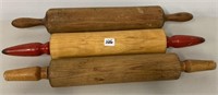3 Old Wooden Rolling Pins (Longest is 18")