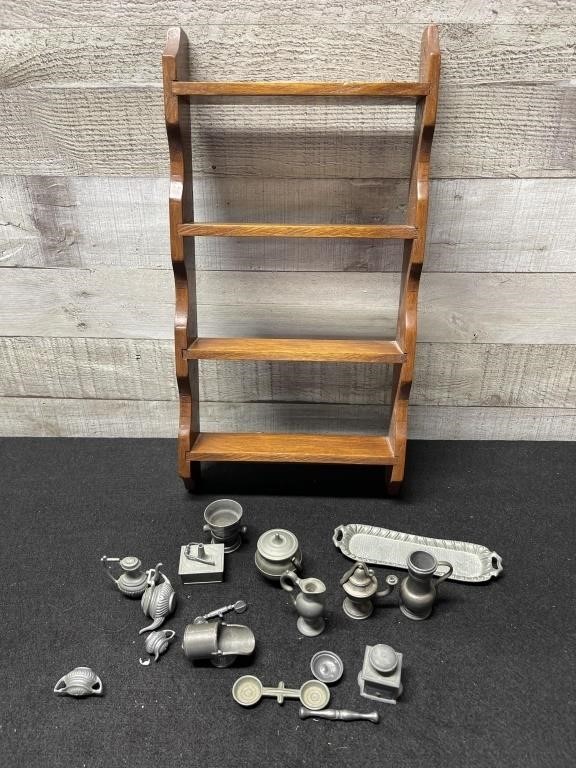 Dutch Pewter Miniatures & Display Rack 1950's