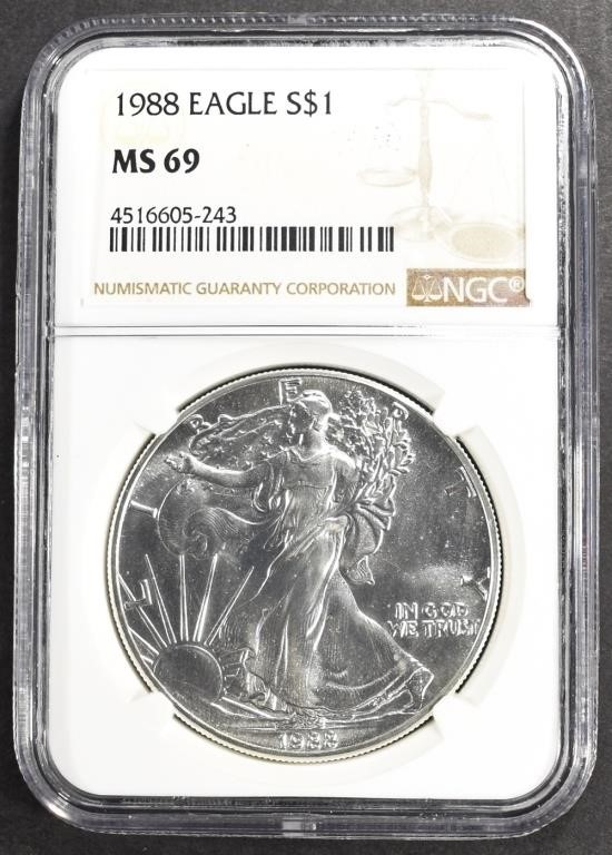 1988 AMERICAN SILVER EAGLE NGC MS69