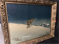 VINTAGE WOLF IN SNOW PRINT - 18.5 X 14.5 “