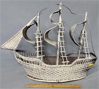 Wicker Boat Ship Sculpture