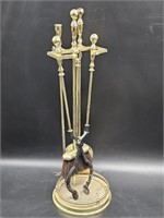 Vintage Brass Fireplace Tools on Stand