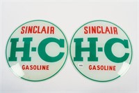 PAIR OF SINCLAIR H-C GASOLINE GAS PUMP LENSES