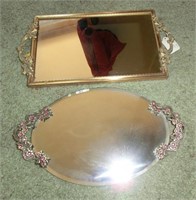 2 mirrored dresser trays w/ornate frames